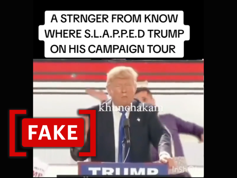 This video does not show Donald Trump being slapped by a protester